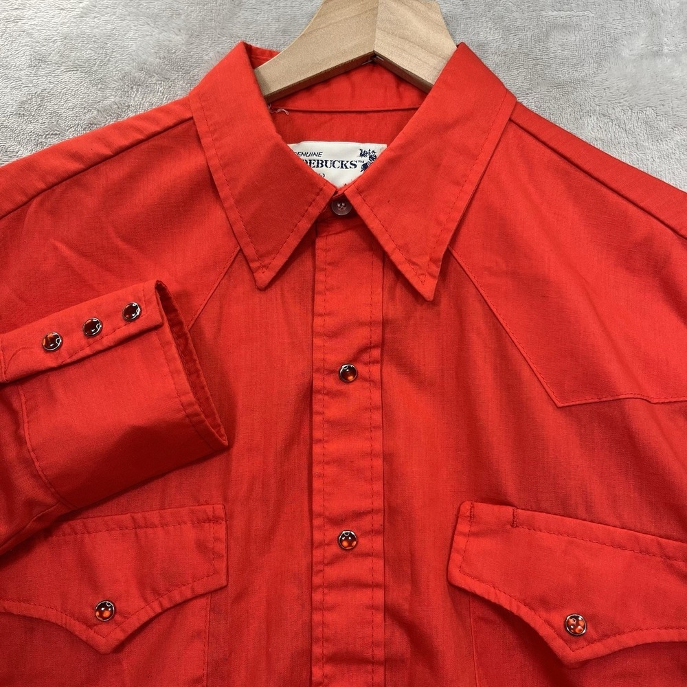 Vtg Roebucks Shirt Western M Pearl Snap Long Sleeve Button Up‎